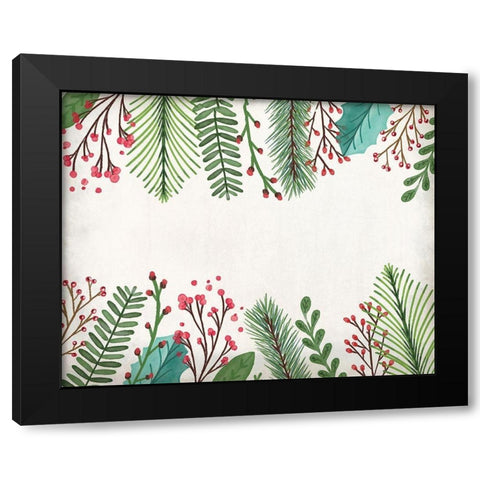 Holly Christmas Black Modern Wood Framed Art Print by Kimberly, Allen