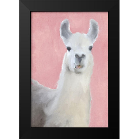 Llama on Pink Black Modern Wood Framed Art Print by Kimberly, Allen