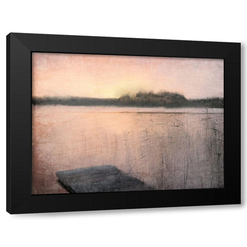 Pink Sunset at the Lake Black Modern Wood Framed Art Print by Kimberly, Allen