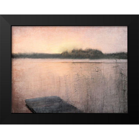 Pink Sunset at the Lake Black Modern Wood Framed Art Print by Kimberly, Allen