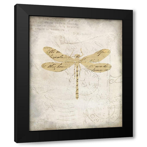 Dragonfly Letters 1 Black Modern Wood Framed Art Print with Double Matting by Kimberly, Allen
