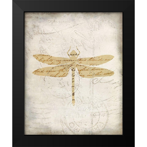 Dragonfly Letters 3 Black Modern Wood Framed Art Print by Kimberly, Allen