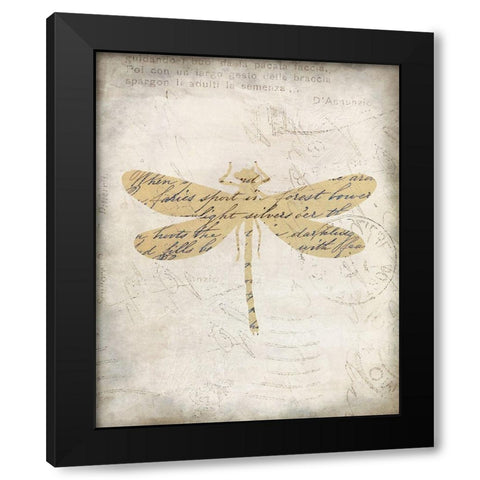Dragonfly Letters 2 Black Modern Wood Framed Art Print by Kimberly, Allen