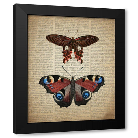 Newspaper Butterfly 2 Black Modern Wood Framed Art Print by Allen, Kimberly