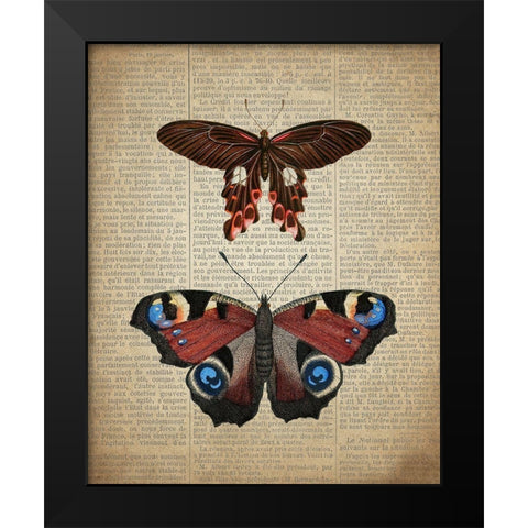 Newspaper Butterfly 2 Black Modern Wood Framed Art Print by Allen, Kimberly