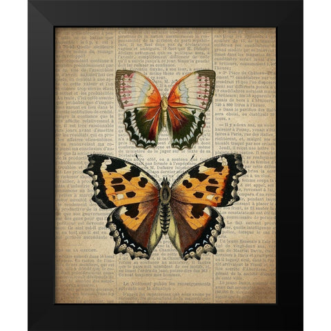 Newspaper Butterfly 3 Black Modern Wood Framed Art Print by Allen, Kimberly