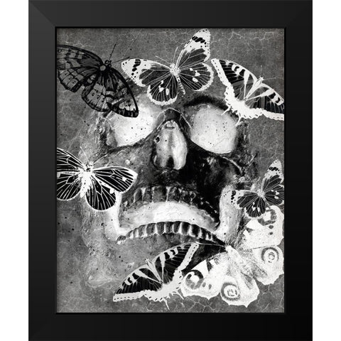 Flower Skull White Black Modern Wood Framed Art Print by Kimberly, Allen
