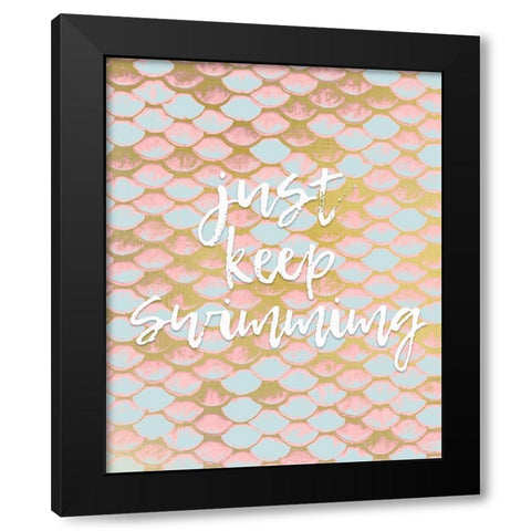 Be a Mermaid 3 v2 Black Modern Wood Framed Art Print by Kimberly, Allen