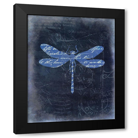 Dragonfly Blue 1 Black Modern Wood Framed Art Print with Double Matting by Allen, Kimberly