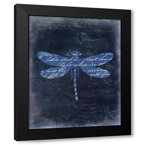 Dragonfly Blue 2 Black Modern Wood Framed Art Print with Double Matting by Allen, Kimberly