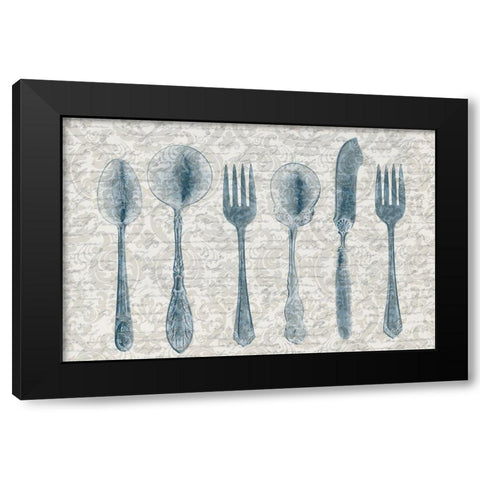 Country Table Setting Black Modern Wood Framed Art Print by Kimberly, Allen