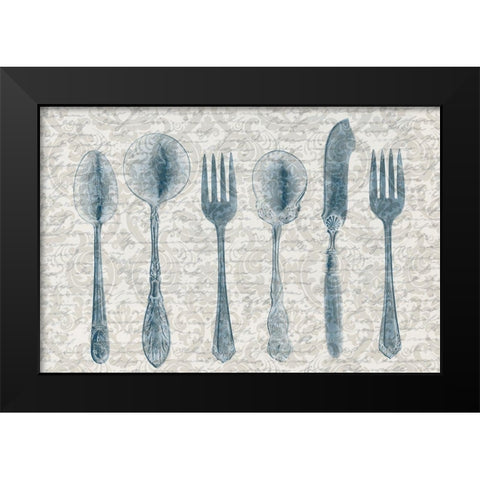 Country Table Setting Black Modern Wood Framed Art Print by Kimberly, Allen
