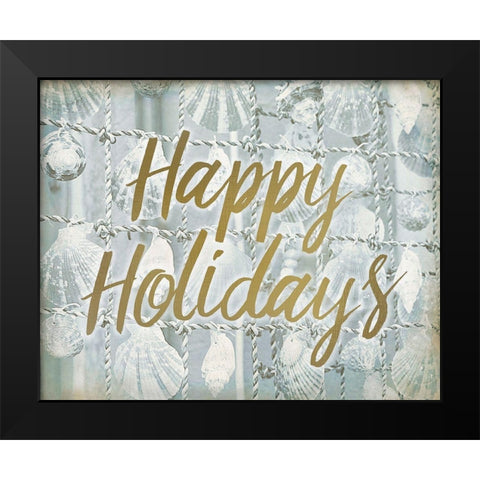 Happy Holidays Shells Black Modern Wood Framed Art Print by Kimberly, Allen