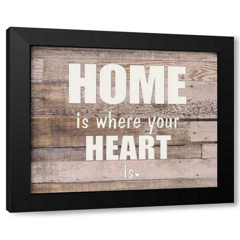 HOME is where the HEART Black Modern Wood Framed Art Print with Double Matting by Kimberly, Allen