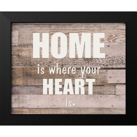 HOME is where the HEART Black Modern Wood Framed Art Print by Kimberly, Allen