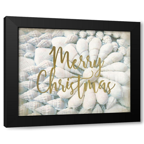 Merry Christmas Shells Black Modern Wood Framed Art Print by Kimberly, Allen