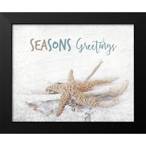 Seasons Greetings Black Modern Wood Framed Art Print by Kimberly, Allen