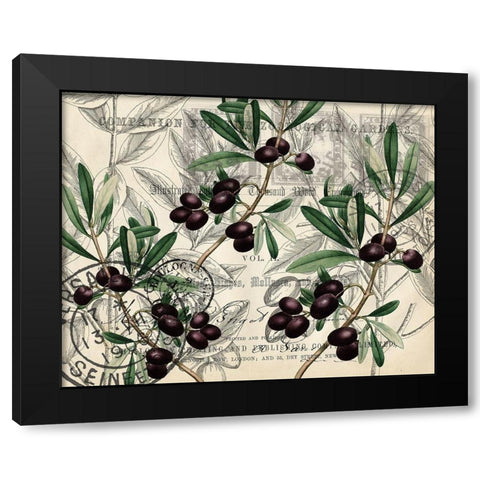 Olive Branches Black Modern Wood Framed Art Print by Kimberly, Allen