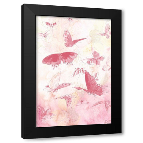 Butterflies Panel 1 Black Modern Wood Framed Art Print with Double Matting by Kimberly, Allen
