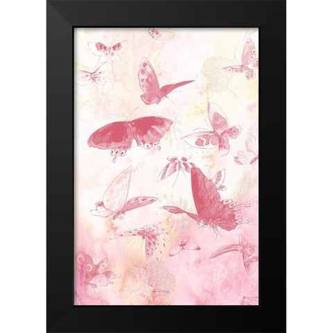 Butterflies Panel 1 Black Modern Wood Framed Art Print by Kimberly, Allen