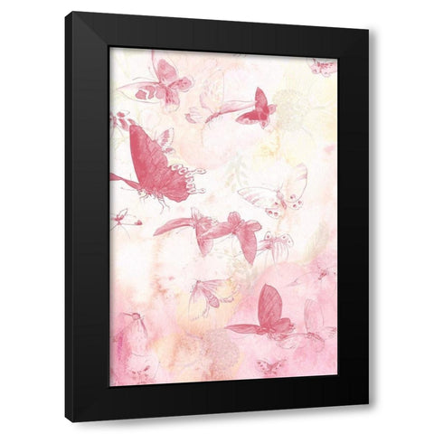 Butterflies Panel 2 Black Modern Wood Framed Art Print with Double Matting by Kimberly, Allen