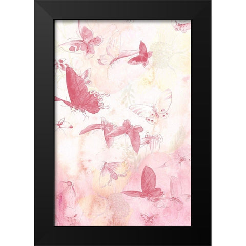 Butterflies Panel 2 Black Modern Wood Framed Art Print by Kimberly, Allen