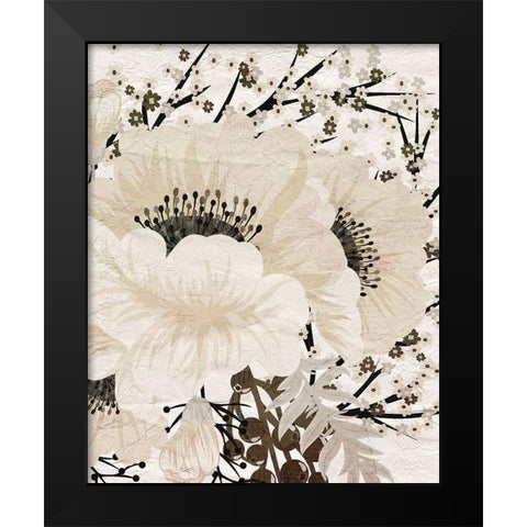 Cream Bloom 1 Black Modern Wood Framed Art Print by Kimberly, Allen