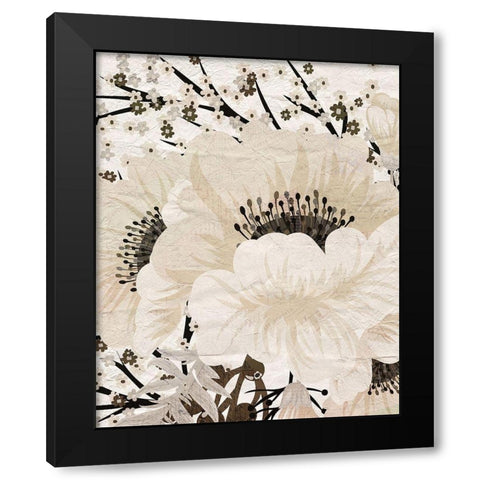 Cream Bloom 2 Black Modern Wood Framed Art Print with Double Matting by Kimberly, Allen