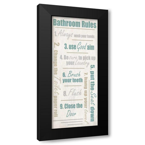 Bathroom Rules  Black Modern Wood Framed Art Print with Double Matting by Allen, Kimberly