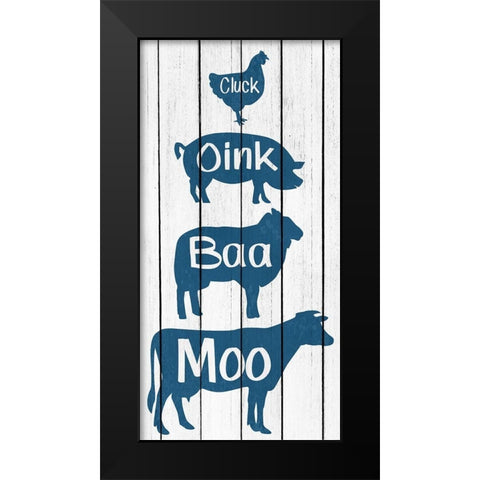 Moo Oink Black Modern Wood Framed Art Print by Kimberly, Allen