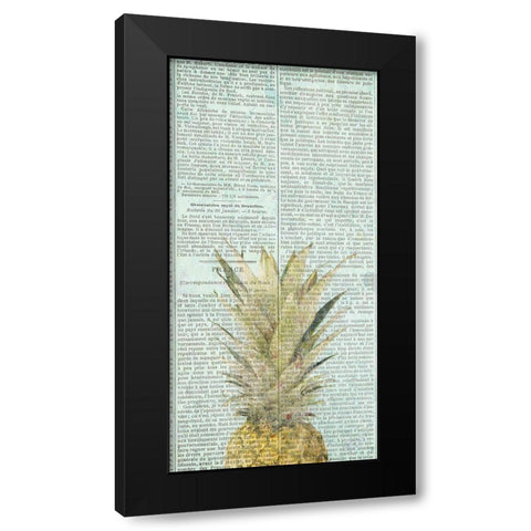 Newspaper Pineapple Black Modern Wood Framed Art Print by Kimberly, Allen