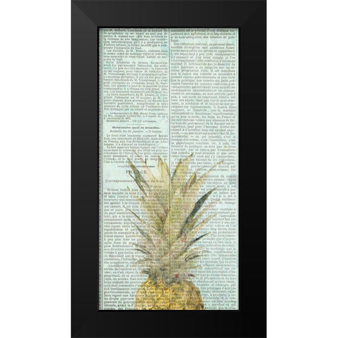 Newspaper Pineapple Black Modern Wood Framed Art Print by Kimberly, Allen