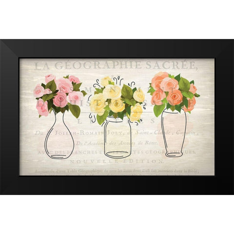 3 Vases Black Modern Wood Framed Art Print by Kimberly, Allen