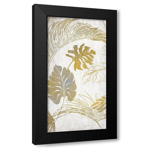 Golden Leaves Tropics 1 Black Modern Wood Framed Art Print by Kimberly, Allen