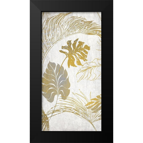Golden Leaves Tropics 1 Black Modern Wood Framed Art Print by Kimberly, Allen