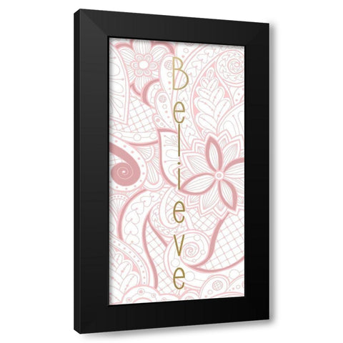 Blush Pink 1 Black Modern Wood Framed Art Print with Double Matting by Kimberly, Allen