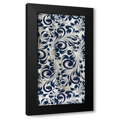 Indigo Damask Panel 2 Black Modern Wood Framed Art Print by Allen, Kimberly