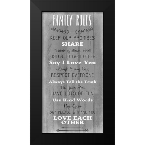 Family Rules v5 Black Modern Wood Framed Art Print by Kimberly, Allen