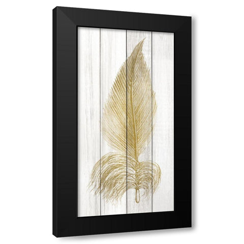 Feather of Gold 2 Black Modern Wood Framed Art Print with Double Matting by Kimberly, Allen