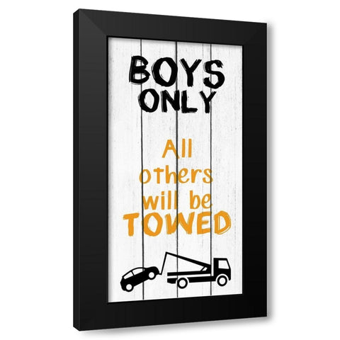 Boys Only Black Modern Wood Framed Art Print with Double Matting by Kimberly, Allen