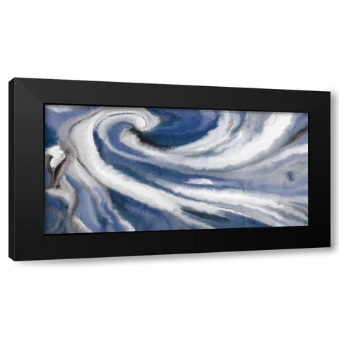 Indigo Swirl Black Modern Wood Framed Art Print by Kimberly, Allen