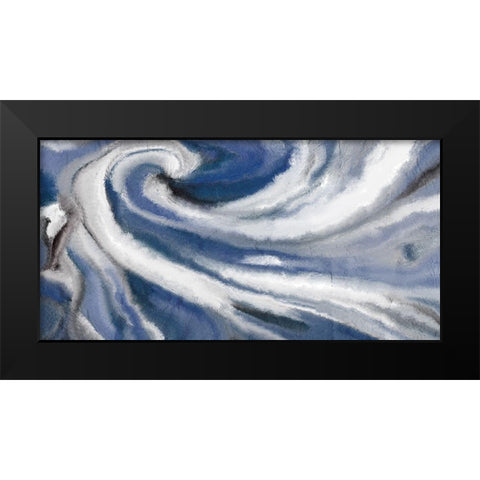 Indigo Swirl Black Modern Wood Framed Art Print by Kimberly, Allen