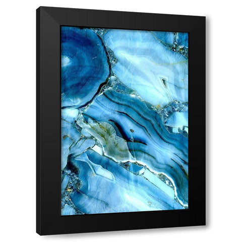 Indigo Streams Black Modern Wood Framed Art Print by Kimberly, Allen