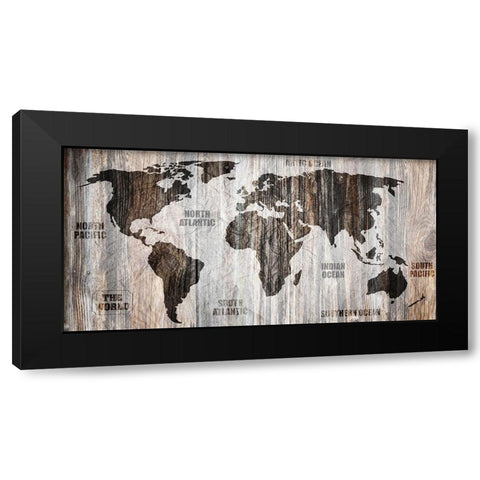 The World v1 Black Modern Wood Framed Art Print with Double Matting by Kimberly, Allen