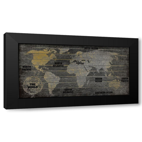 The World v2 Black Modern Wood Framed Art Print with Double Matting by Kimberly, Allen