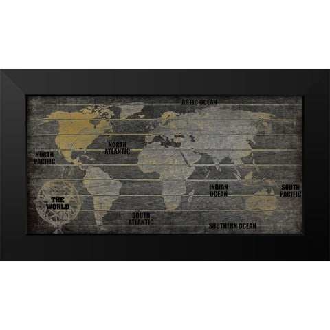 The World v2 Black Modern Wood Framed Art Print by Kimberly, Allen