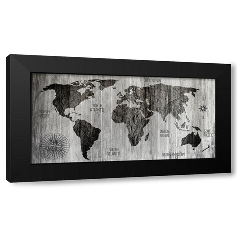 The World v3 Black Modern Wood Framed Art Print with Double Matting by Kimberly, Allen