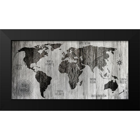 The World v3 Black Modern Wood Framed Art Print by Kimberly, Allen