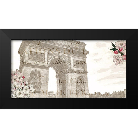 Cherry Blossom Paris 2 Black Modern Wood Framed Art Print by Kimberly, Allen
