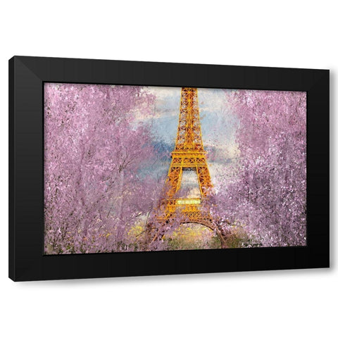 Paris in Bloom Black Modern Wood Framed Art Print with Double Matting by Kimberly, Allen